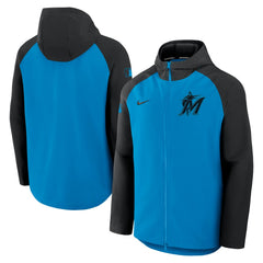 Miami Marlins Nike Authentic Collection Raglan Performance Full-Zip Jacket - Blue/Black Jackets