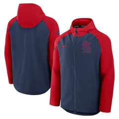 St. Louis Cardinals Nike Authentic Collection Raglan Performance Full-Zip Jacket - Navy/Red Jackets