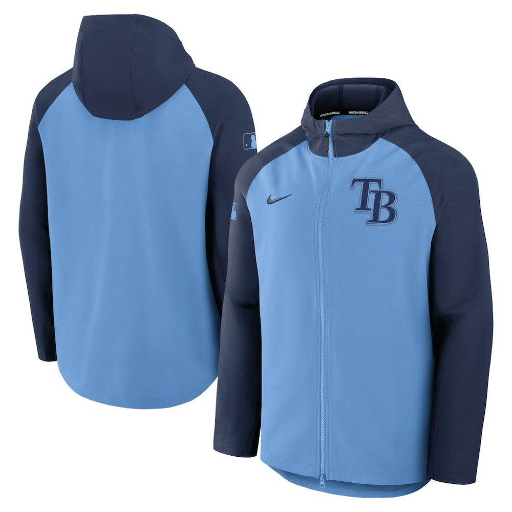 Tampa Bay Rays Nike Authentic Collection Raglan Performance Full-Zip Jacket - Light Blue/Navy Jackets