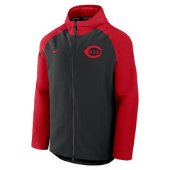 Cincinnati Reds Nike Authentic Collection Raglan Performance Full-Zip Jacket - Black/Red Jackets