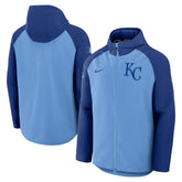 Kansas City Royals Nike Authentic Collection Raglan Performance Full-Zip Jacket - Light Blue/Royal Jackets