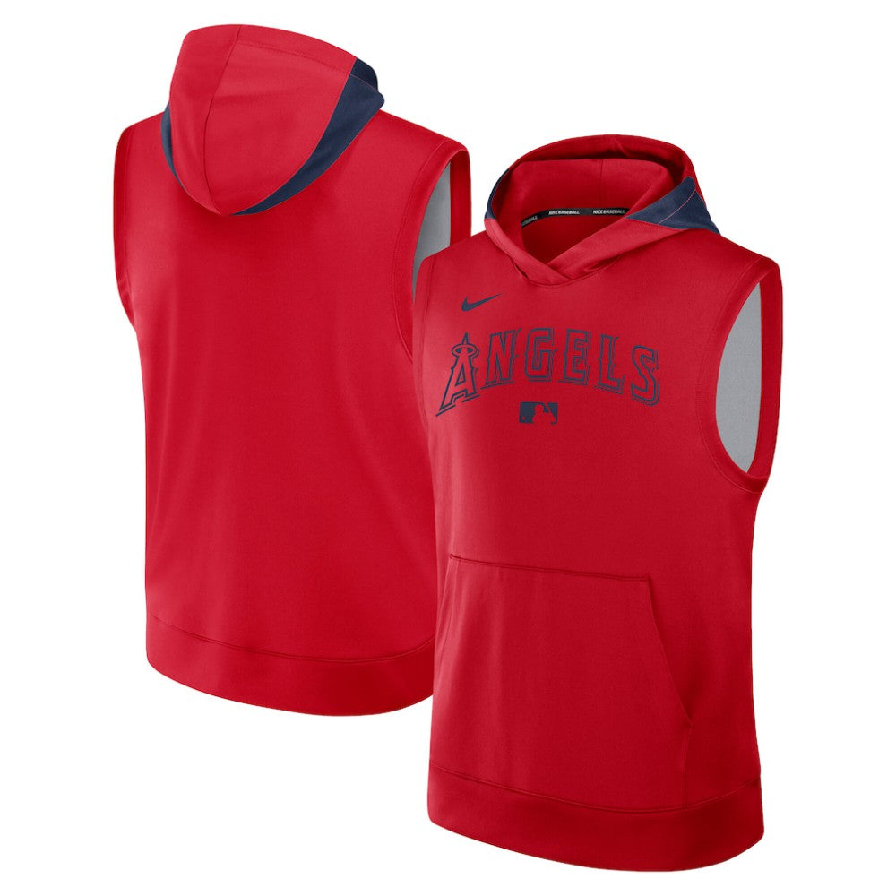 Los Angeles Angels Nike Authentic Collection Dri-FIT Sleeveless Hoodie - Red Hoodies