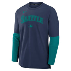 Seattle Mariners Nike Authentic Collection Player Dri-FIT Lightweight Pullover - Navy/Teal Pullover