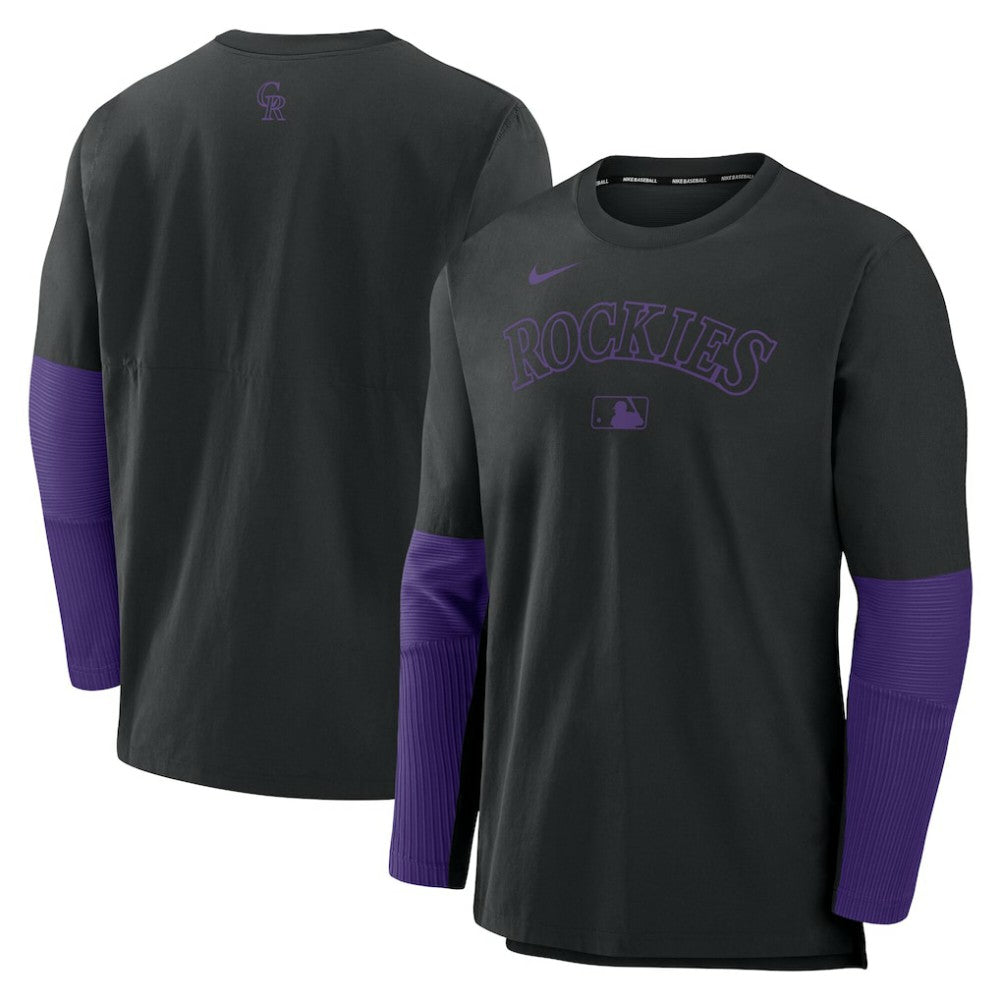 Colorado Rockies Nike Authentic Collection Player Dri-FIT Lightweight Pullover - Black/Purple Pullover