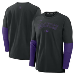 Colorado Rockies Nike Authentic Collection Player Dri-FIT Lightweight Pullover - Black/Purple Pullover