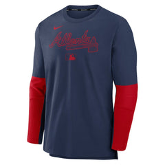 Atlanta Braves Nike Authentic Collection Player Dri-FIT Lightweight Pullover - Navy/Red Pullover