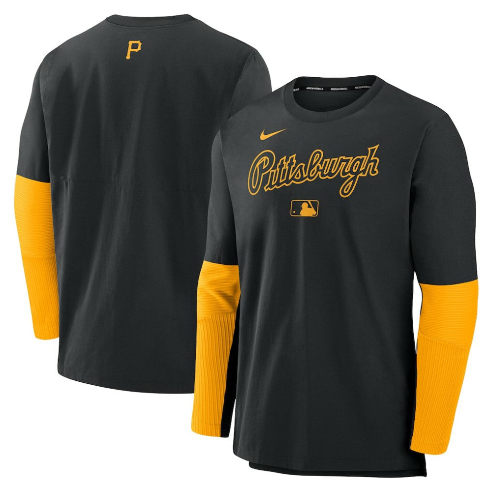 Pittsburgh Pirates Nike Authentic Collection Player Dri-FIT Lightweight Pullover - Black/Gold Pullover