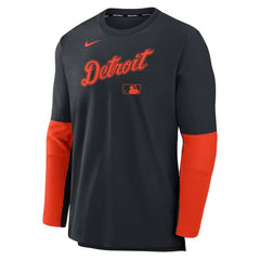 Detroit Tigers Nike Authentic Collection Player Dri-FIT Lightweight Pullover - Navy/Orange Pullover