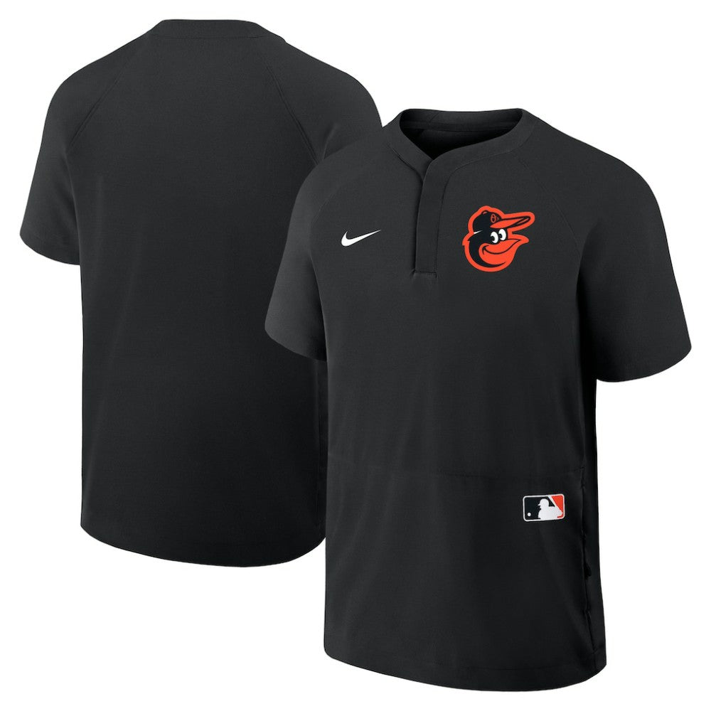 Baltimore Orioles Nike Authentic Collection Raglan Short Sleeve Windshirt - Black