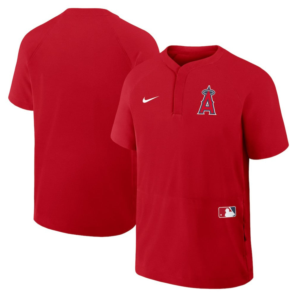 Los Angeles Angels Nike Authentic Collection Raglan Short Sleeve Windshirt - Red
