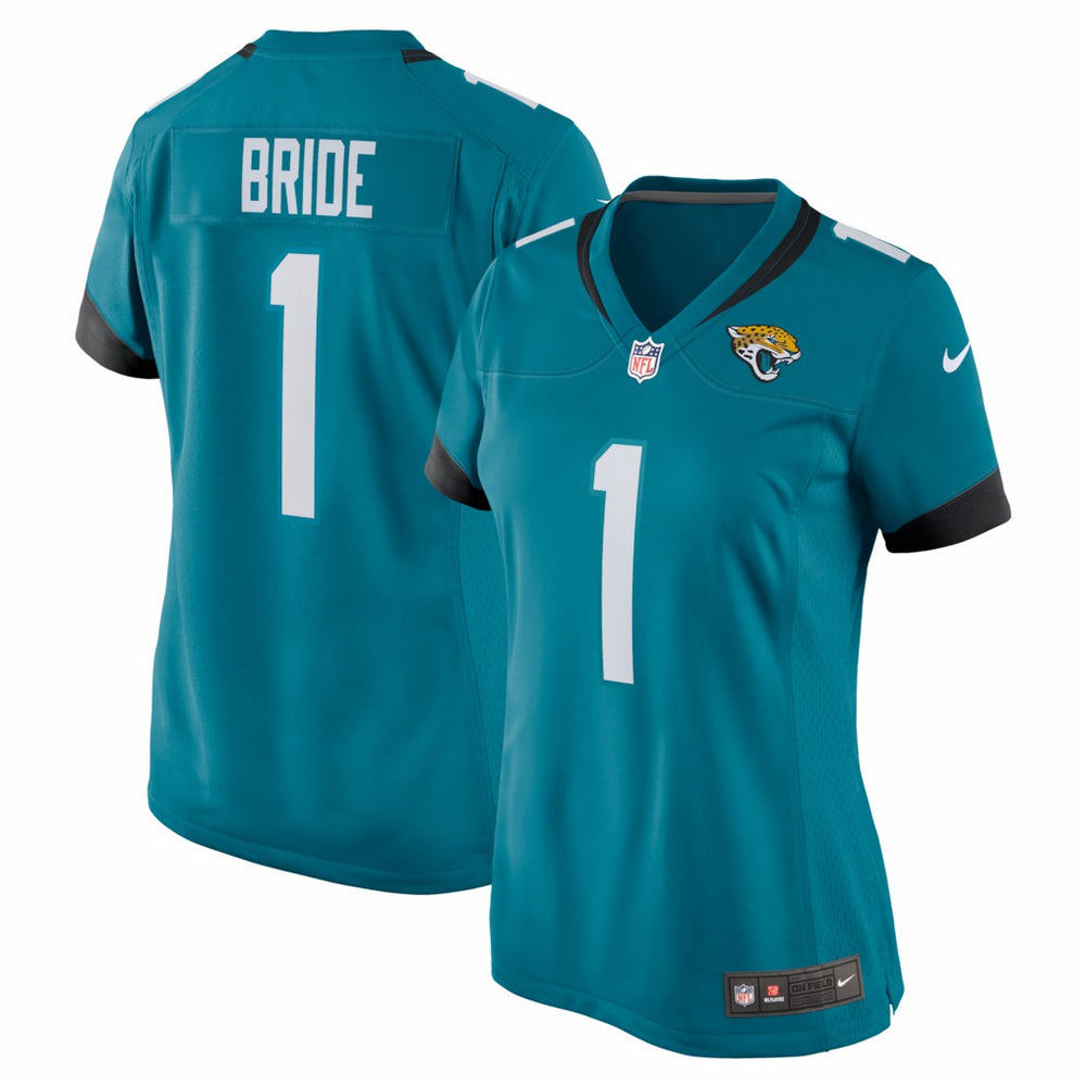 Number 1 Bride Jacksonville Jaguars Women's Game Jersey - Teal Jerseys