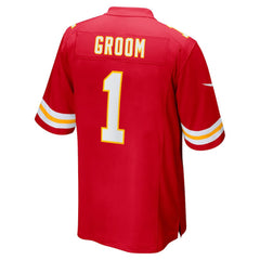 Number 1 Groom Kansas City Chiefs Game Jersey - Red Jerseys