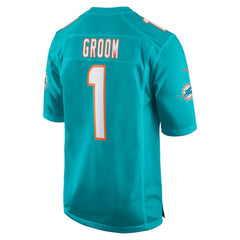 Number 1 Groom Miami Dolphins Game Jersey - Aqua Jerseys
