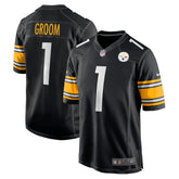 Number 1 Groom Pittsburgh Steelers Game Jersey - Black Jerseys
