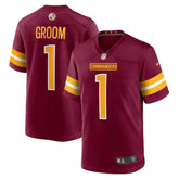 Number 1 Groom Washington Commanders Game Jersey - Burgundy Jerseys