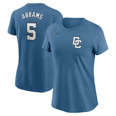 CJ Abrams Washington Nationals Nike Women's 2025 City Connect Fuse Name & Number T-Shirt - Blue T-shirts