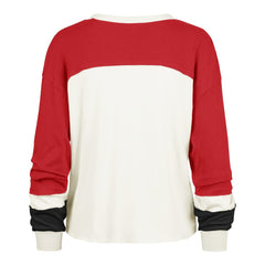 San Francisco 49ers '47 Women's Plus Size Double Header Curve Toni Long Sleeve T-Shirt - Cream/Scarlet T-shirts