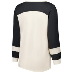 New Orleans Saints '47 Women's Plus Size Double Header Curve Toni Long Sleeve T-Shirt - Cream/Black T-shirts