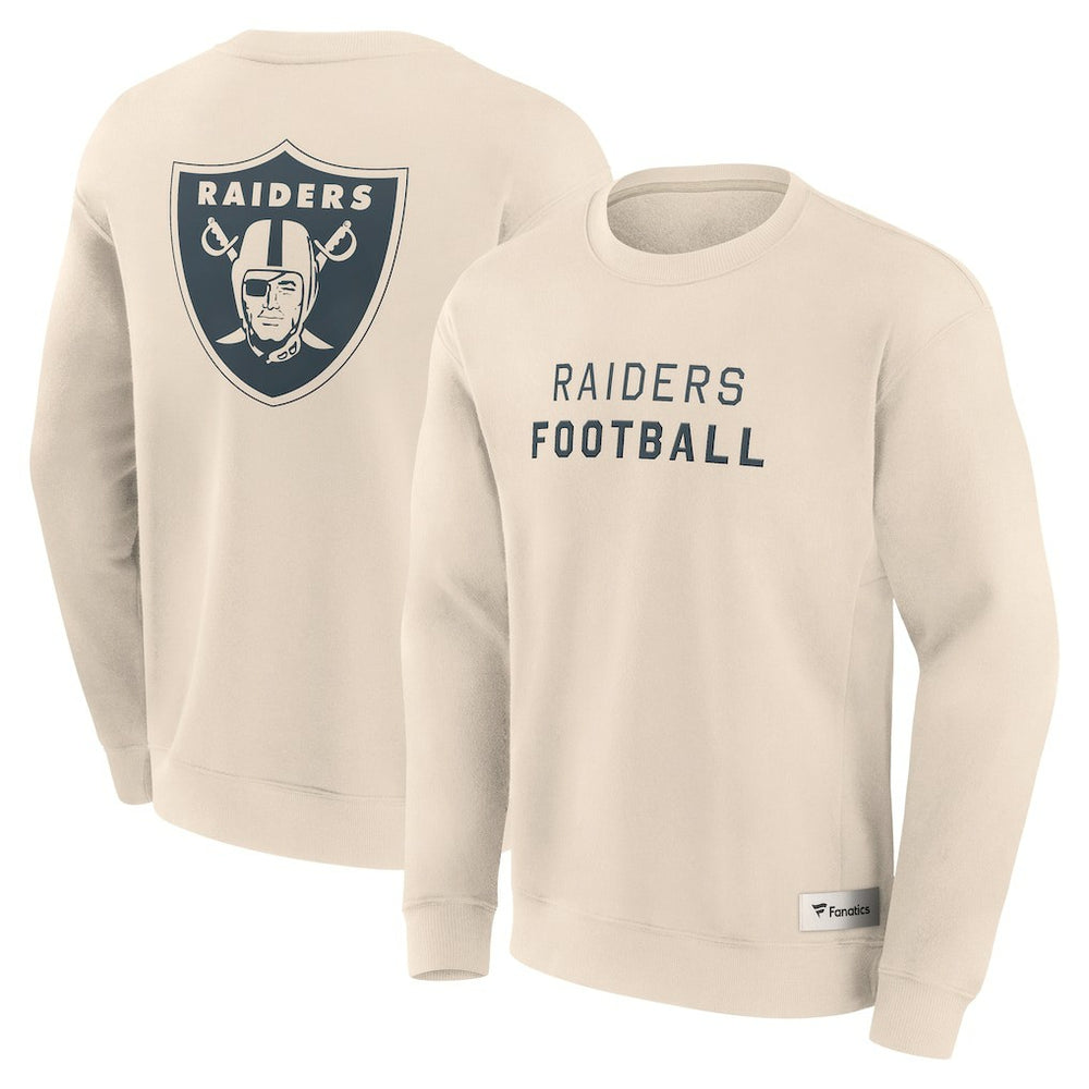 Las Vegas Raiders Elements Future Ground Lettering Pullover Sweatshirt - Cream Pullover