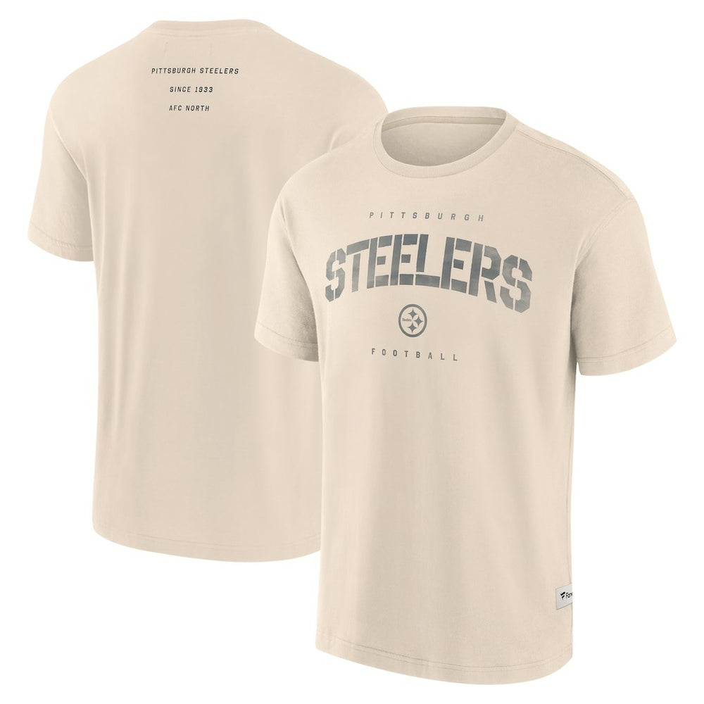 Pittsburgh Steelers Elements Weathered Tonal Future Ground T-Shirt - Cream T-shirts