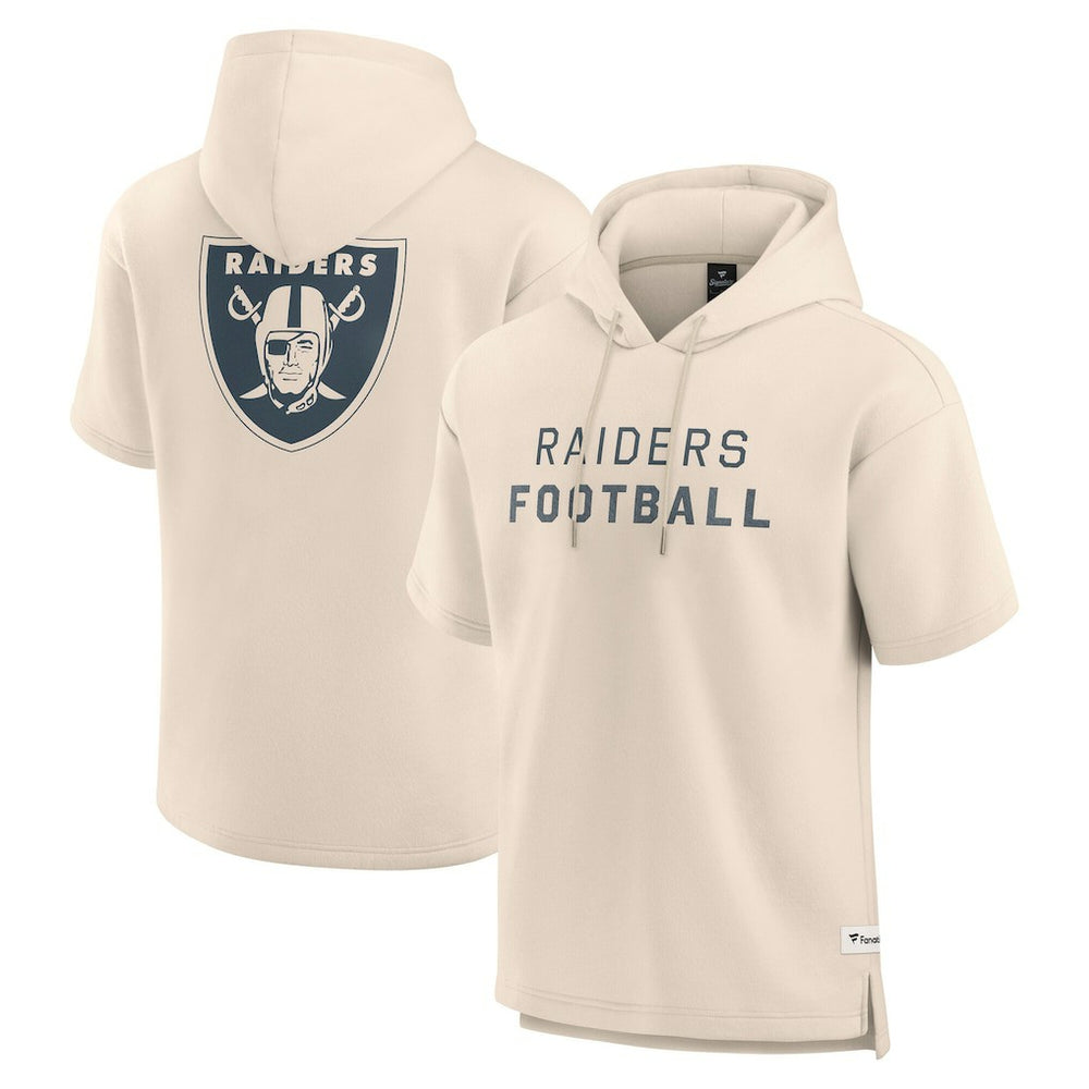 Las Vegas Raiders Elements Future Ground Lettering Short Sleeve Pullover Hoodie - Cream Hoodies