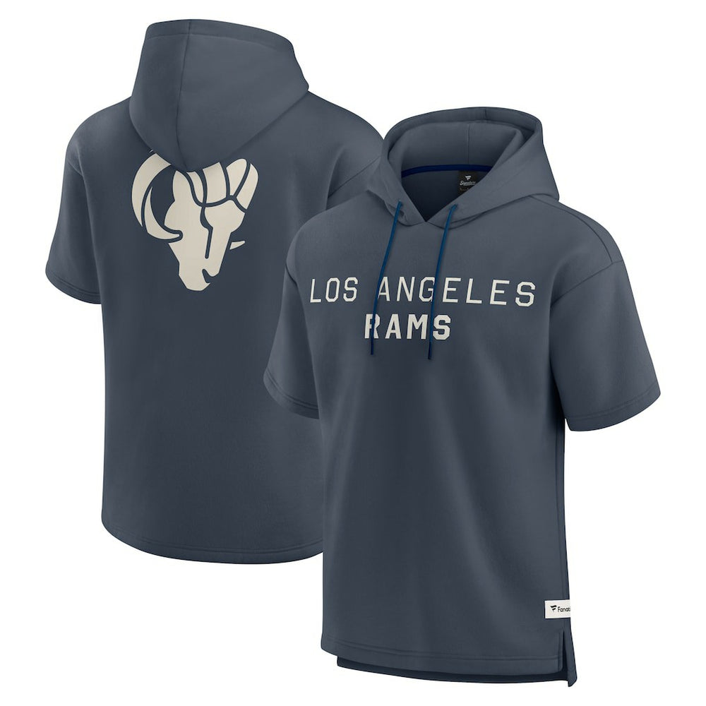 Los Angeles Rams Elements Future Ground Lettering Short Sleeve Pullover Hoodie - Navy Hoodies