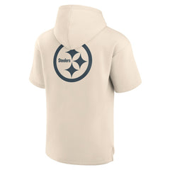 Pittsburgh Steelers Elements Future Ground Lettering Short Sleeve Pullover Hoodie - Cream Hoodies