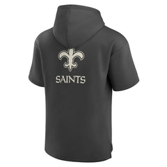 New Orleans Saints Elements Future Ground Lettering Short Sleeve Pullover Hoodie - Charcoal Hoodies