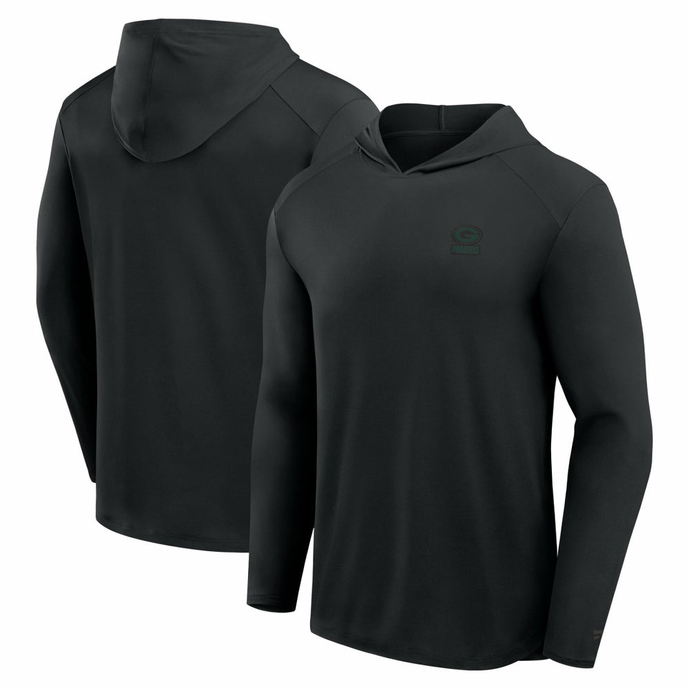 Green Bay Packers Front Office Power Mono Long Sleeve Hoodie T-Shirt - Black Hoodies