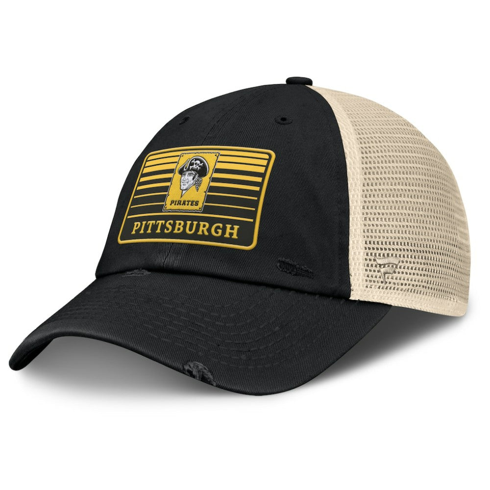 Pittsburgh Pirates Fanatics Cooperstown Collection Eastbound Mesh Adjustable Hat - Black/Natural Hats