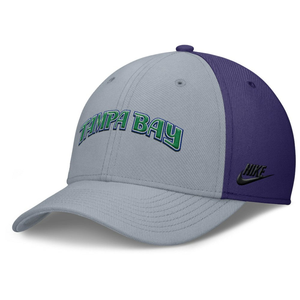 Tampa Bay Rays Nike Rise Swoosh Performance Flex Hat - Gray/Purple Hats