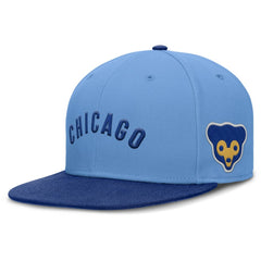 Chicago Cubs Nike Cooperstown Two-Tone Dri-FIT Round Bill True Fitted Hat - Light Blue Hats