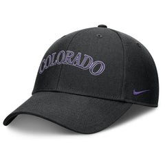 Colorado Rockies Nike Rise Gaberdine Adjustable Hat - Black Hats