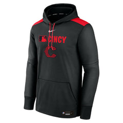 Cincinnati Reds Nike Authentic Collection City Connect Therma Pullover Hoodie - Black Hoodies