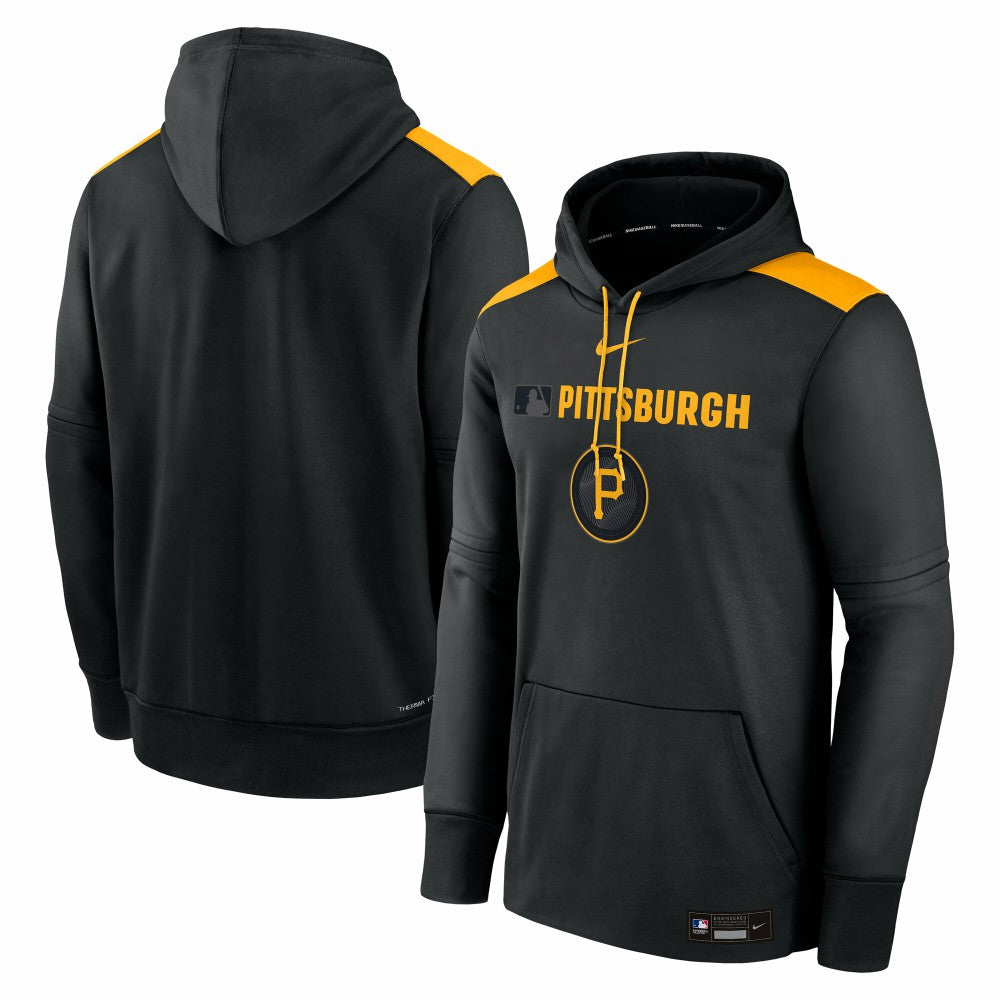 Pittsburgh Pirates Nike Authentic Collection City Connect Therma Pullover Hoodie - Black Hoodies