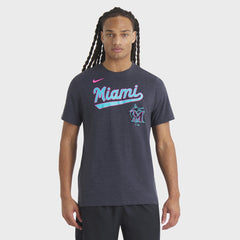 Miami Marlins Nike City Connect Script Tri-Blend T-Shirt - Heather Black T-shirts