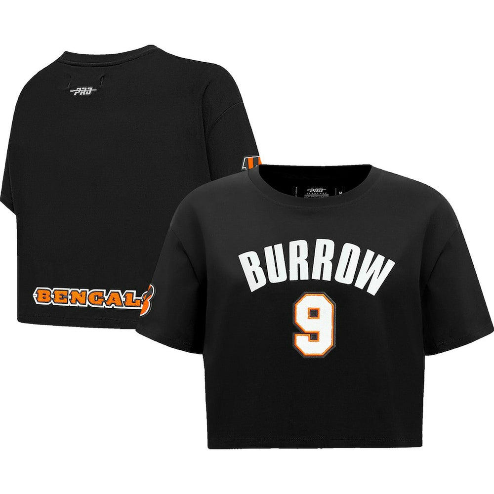 Joe Burrow Cincinnati Bengals Pro Standard Women's Player Name & Number Cropped Boxy T-Shirt - Black T-shirts