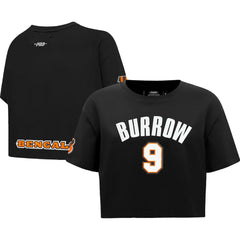 Joe Burrow Cincinnati Bengals Pro Standard Women's Player Name & Number Cropped Boxy T-Shirt - Black T-shirts