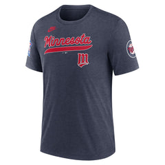 Minnesota Twins Nike Cooperstown Collection Eras Tri-Blend T-Shirt - Heather Navy T-shirts