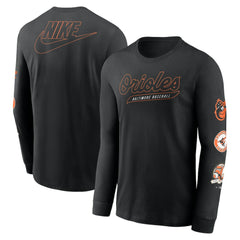 Baltimore Orioles Nike Cooperstown Collection Knockout Long Sleeve T-Shirt - Black T-shirts