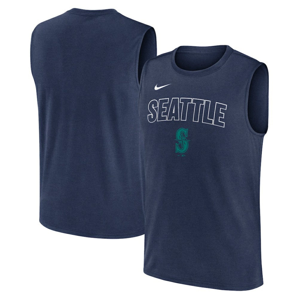 Seattle Mariners Nike Knockout Dri-FIT Muscle Tank Top - Navy Tanks
