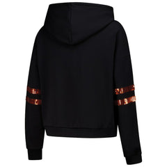 Cincinnati Bengals Cuce Women's Cropped Sequins Pullover Hoodie - Black Hoodies