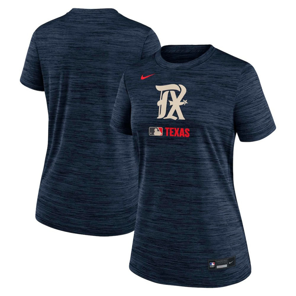 Texas Rangers Nike Women's Authentic Collection City Connect Velocity Dri-FIT T-Shirt - Navy T-shirts