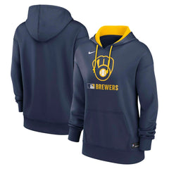 Milwaukee Brewers Nike Women's Authentic Collection Therma-FIT Hoodie - Navy Hoodies