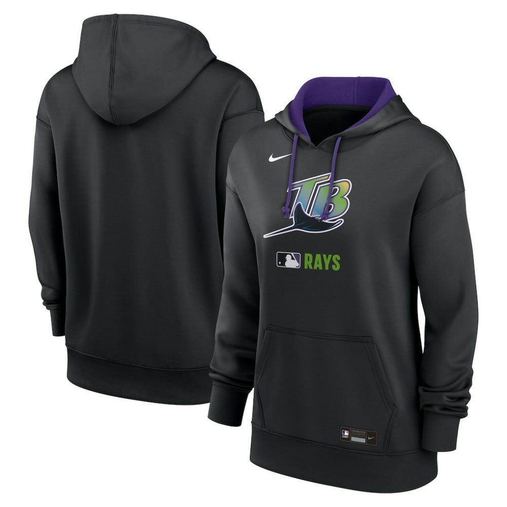 Tampa Bay Rays Nike Women's Authentic Collection Lockup Alternate Logo Therma Hoodie - Black Hoodies
