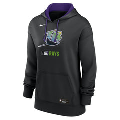 Tampa Bay Rays Nike Women's Authentic Collection Lockup Alternate Logo Therma Hoodie - Black Hoodies