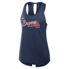 Atlanta Braves Nike Open-Back Crisscross Dri-FIT Tank Top - Navy Tanks