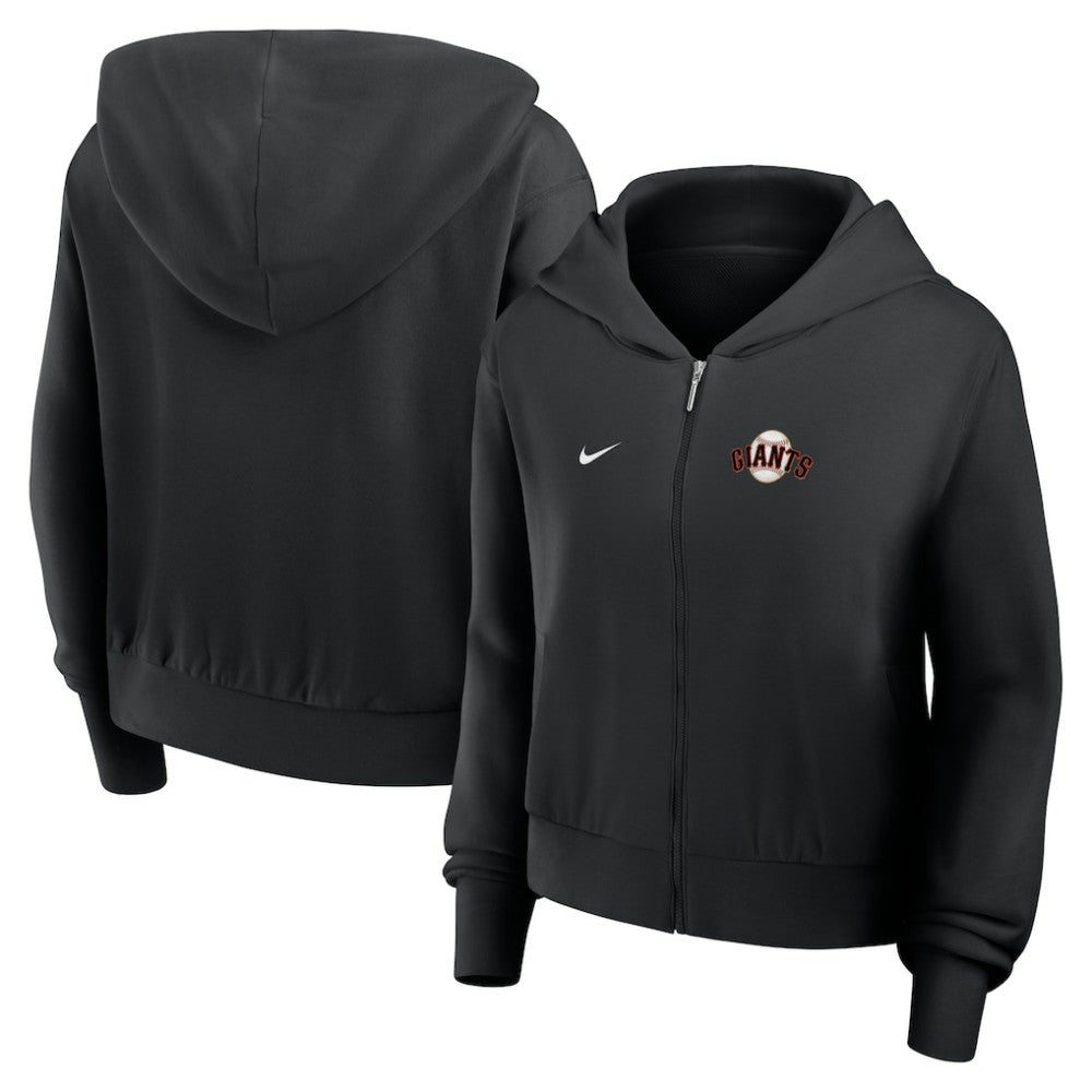 San Francisco Giants Nike Women's Cropped Chill Full-Zip Hoodie - Black Hoodies