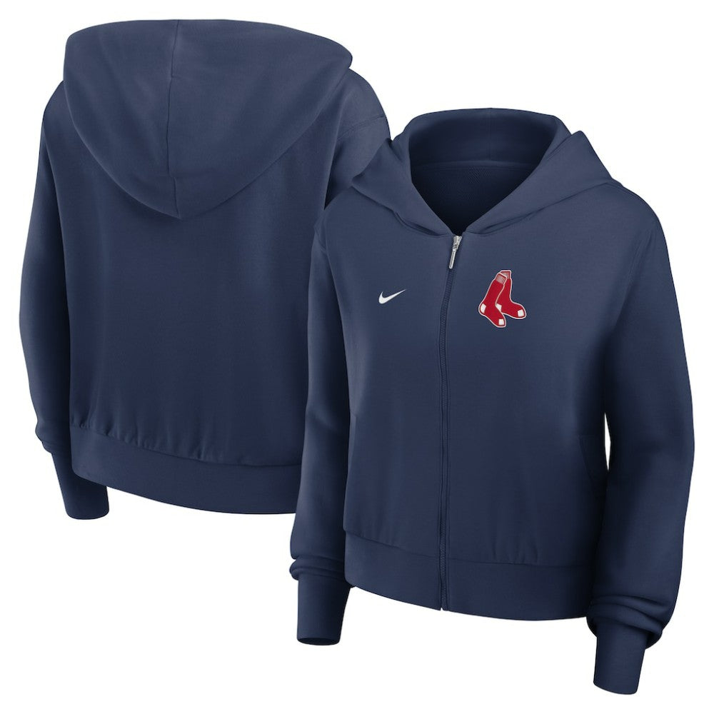 Boston Red Sox Nike Women's Cropped Chill Full-Zip Hoodie - Navy Hoodies