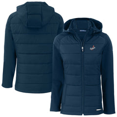 Los Angeles Dodgers Cutter & Buck Women's Evoke Hybrid Eco Softshell Recycled Full-Zip Hoodie Jacket - Navy Jackets
